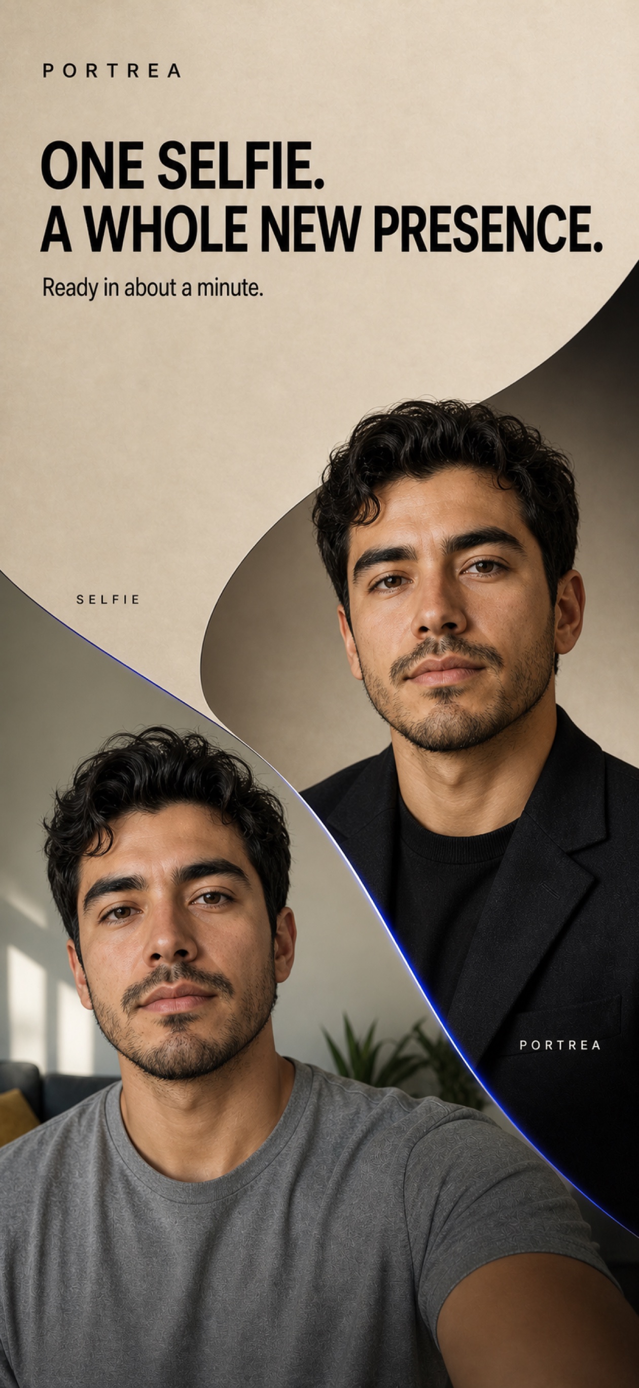 One selfie becomes a professional Portrea headshot